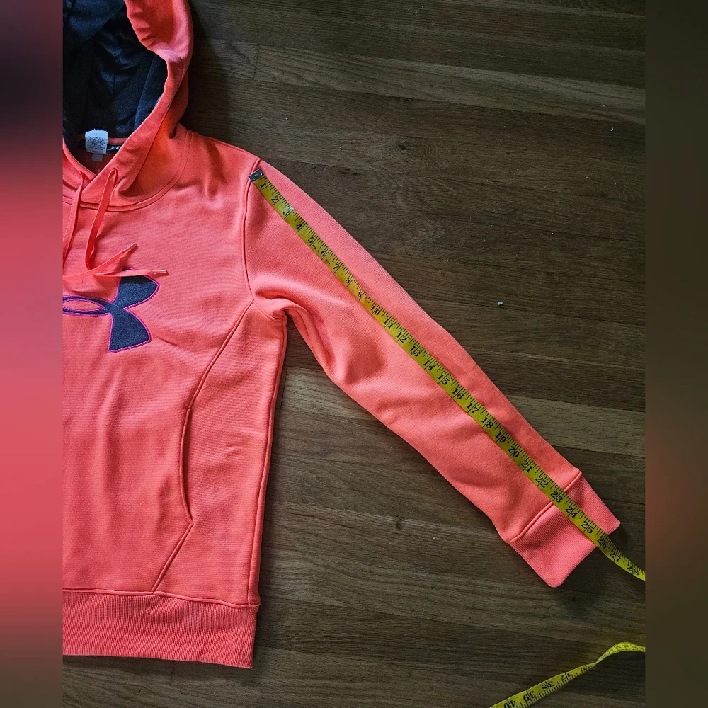 Under Armour Semi Fitted Large Logo Orange Pullover Sweatshirt Womens Size Large - Picture 13 of 14